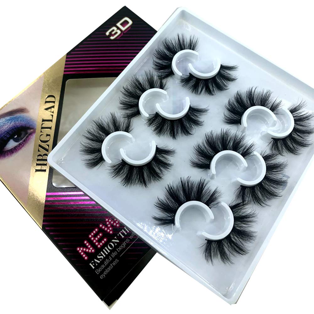 HBZGTLAD 6 Pairs Fluffy False Eyelashes Natural Faux Mink Strip 3D Lashes Pack (MDF-12)