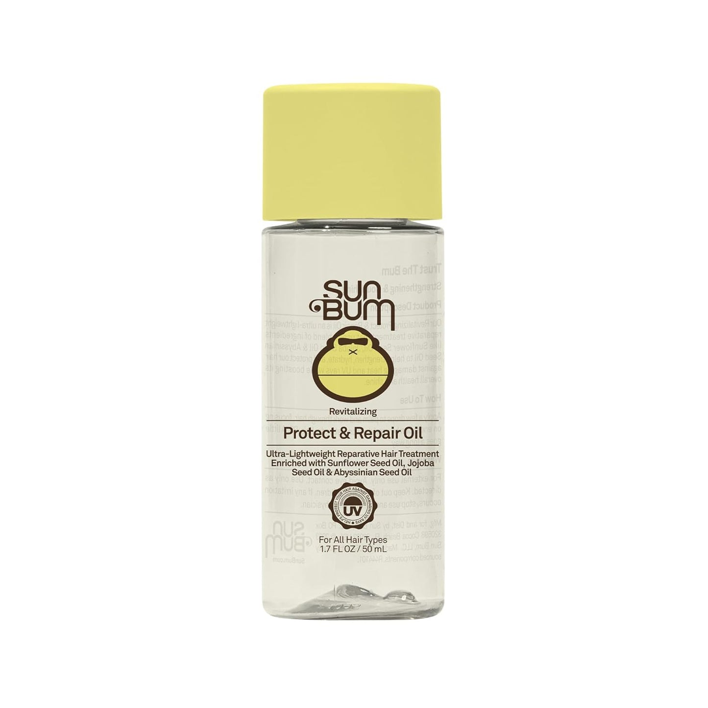 Sun Bum Revitalizing Protect and Repair Hair Oil - Light-weight Hair Care Treatment - Strengthen and Hydrates - UV Protection against Heat Damage and Sun Rays - Enriched with Jojoba Oil - 1.7 oz
