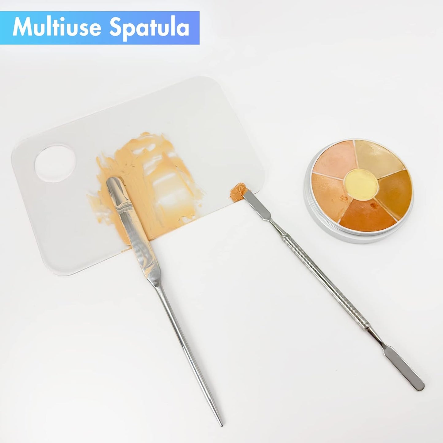 Foundation Spatula Stainless Steel Makeup Mixing Tool Cosmetic Metal Mixer Tool for Professional Color Nail Art Lab Pigment Blending Stick Silver