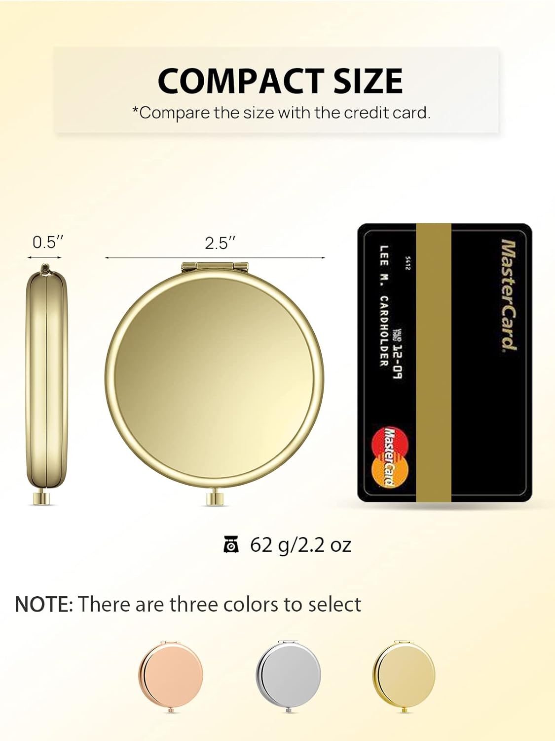 Compact Mirror Bulk, Pack of 24 Double-Sided 1X/2X Magnifying Metal Makeup Mirrors((Round,Gold)