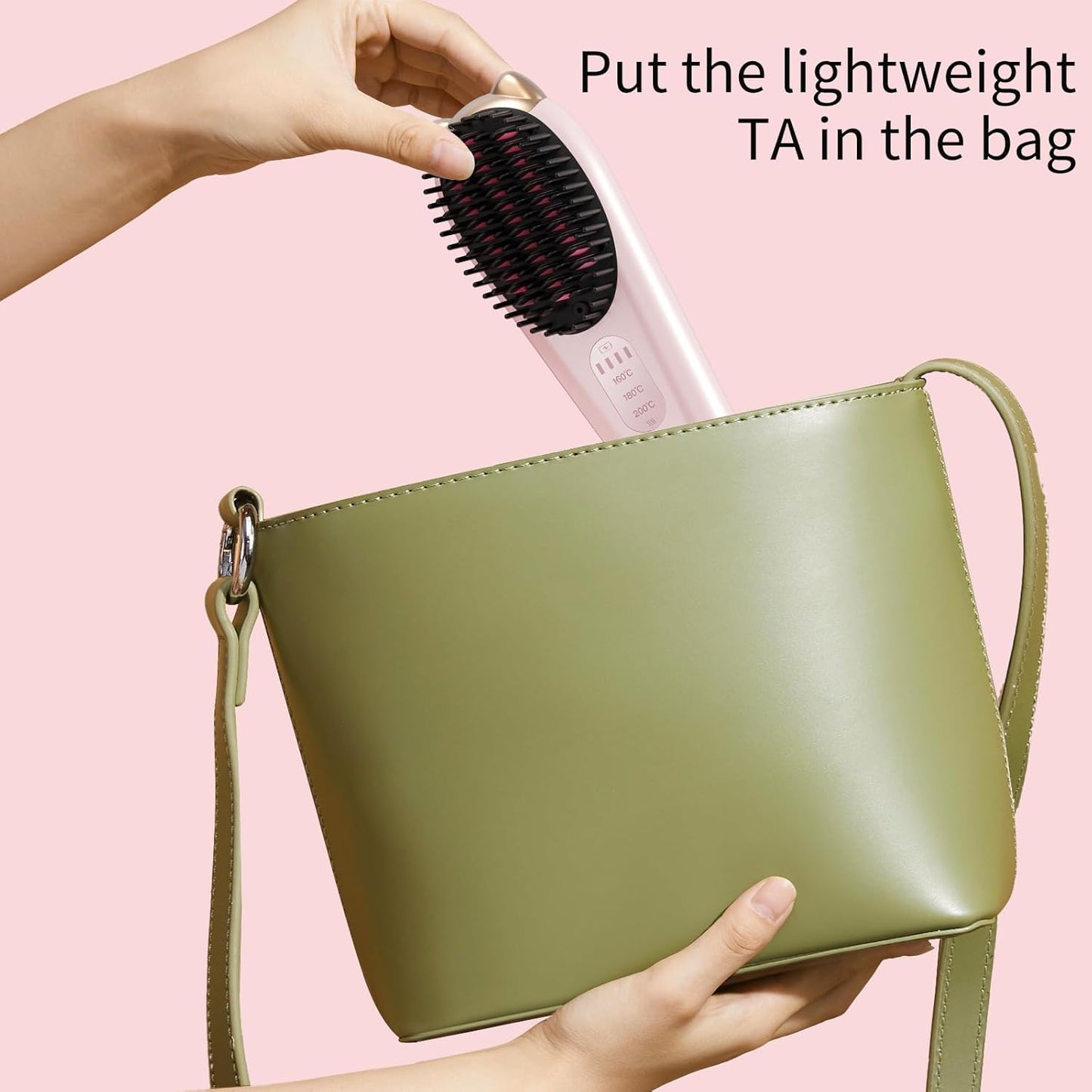 Cordless Hair Straightener,Portable Hair Straightening Brush for Travel, Mini Hot Straightening Comb for Women,Anti-Scald, LED Display & Fast Heating,6000mAh