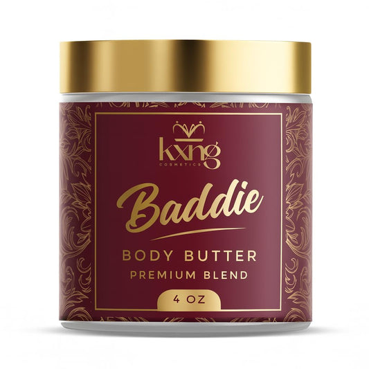 KXNG Cosmetics, Body Butter, Organic Skin Care for Men and Women, Body Moisturizer Lotions and Creams, Raw Shea Butter, Cocoa Butter, Mango, Coconut Oil, Hand, Foot, All Skin Types (Baddie)