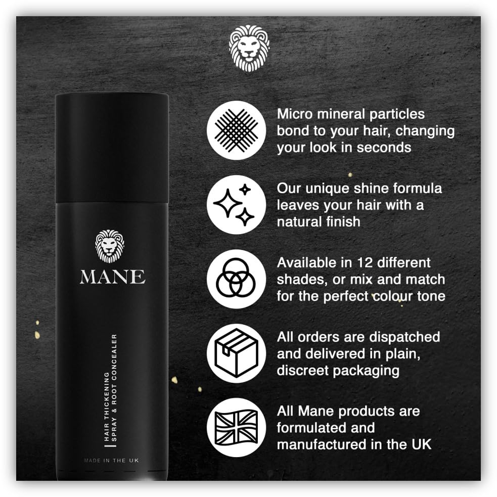 Hair Thickening Fiber Spray by Mane (100ml, Light Brown)