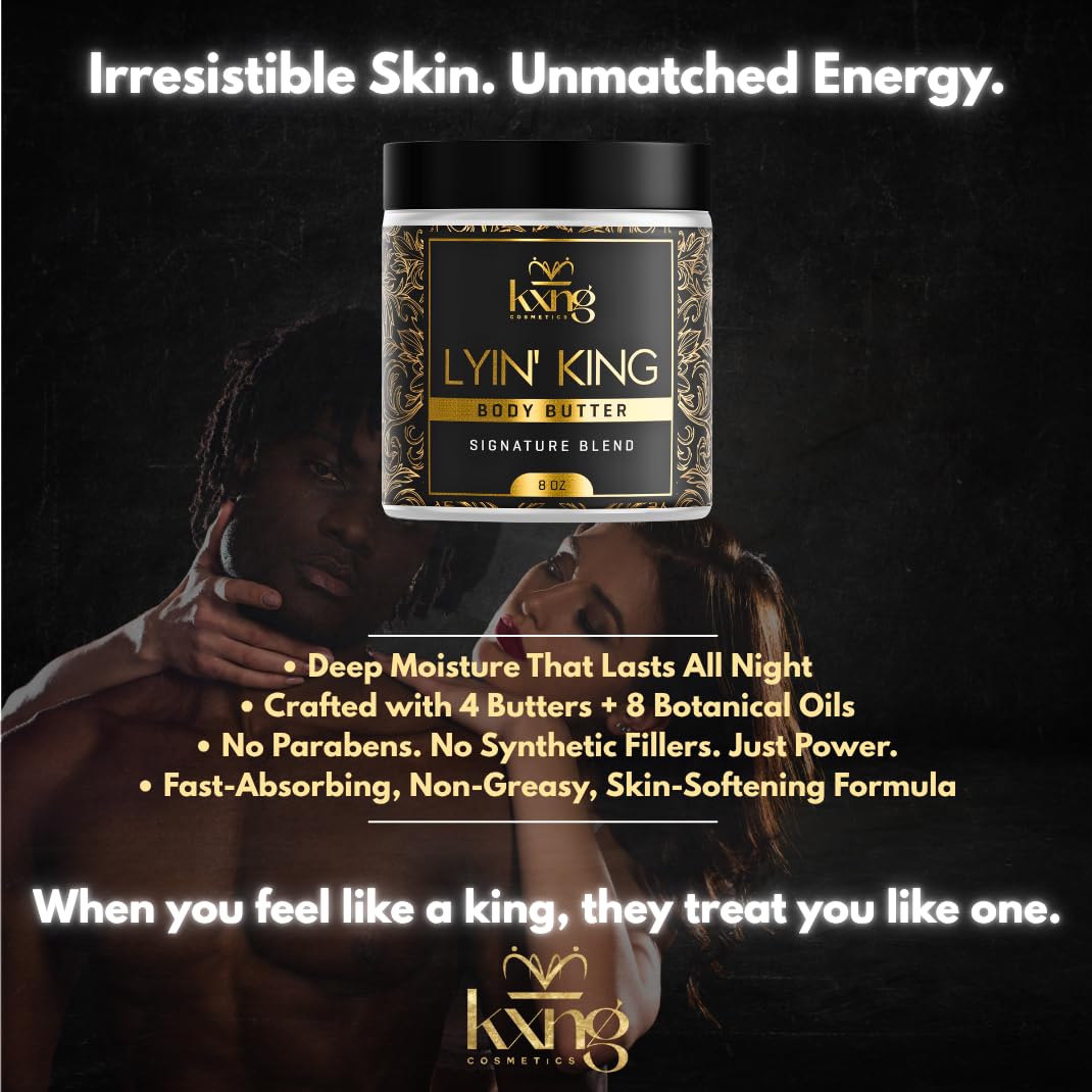 KXNG Cosmetics, Body Butter, Organic Skin Care for Men and Women, Body Moisturizer Lotions and Creams, Raw Shea Butter, Cocoa Butter, Mango, Coconut Oil, Hand, Foot, All Skin Types (Lyin' King XL)