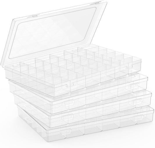 1 Pack Plastic Organizer Container Box, 36 Grids Clear Plastic Parts Organizer Box, for Beads, Art DIY, Crafts, Jewelry, Fishing Tackle with Label Stickers