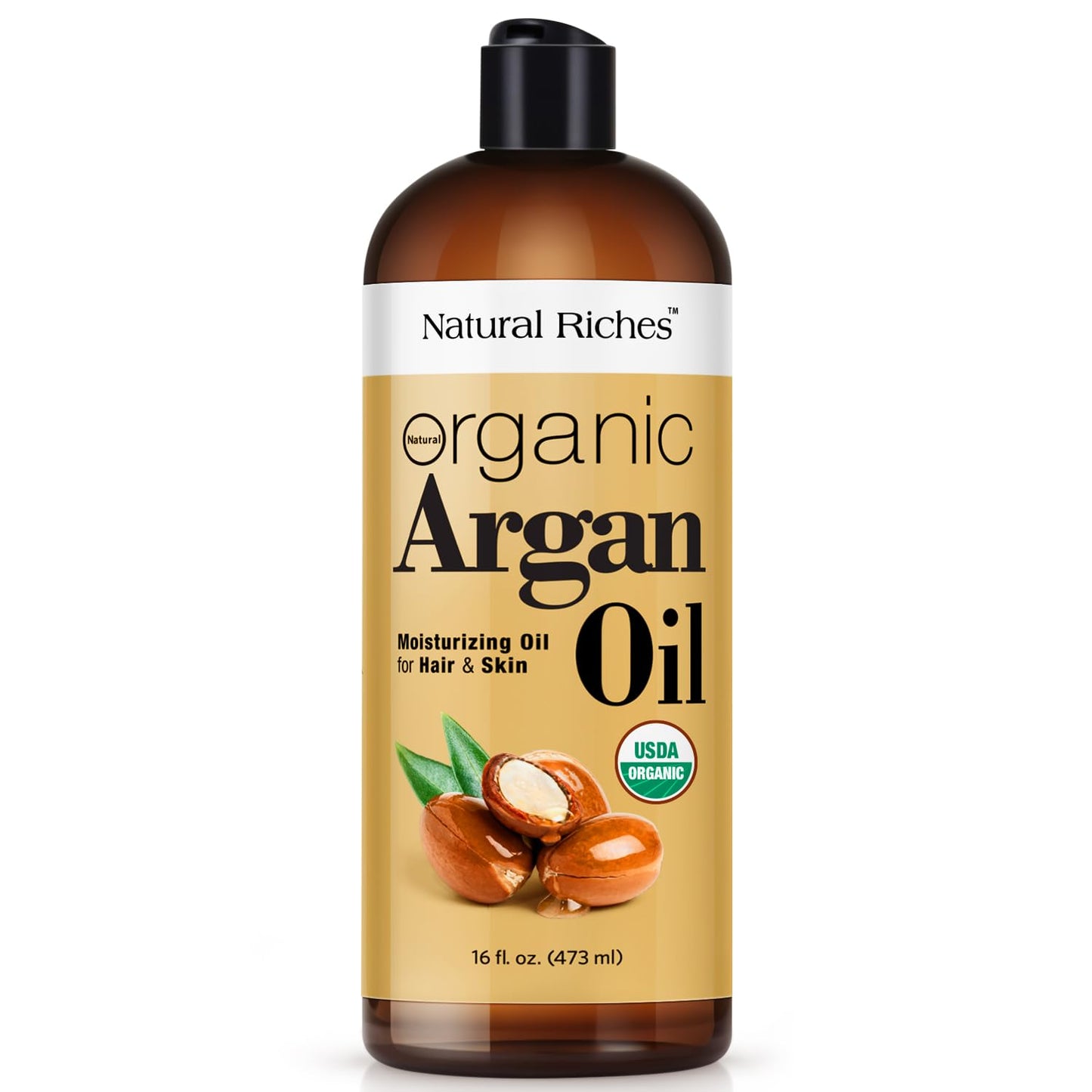 Natural Riches Organic Argan Oil of Morocco 16oz Penetrating Hair oil Deep Moisturizing Serum for Dry, Damaged & Coarse Hair pure Moroccanoil Cold Pressed for Hair, Face and Body