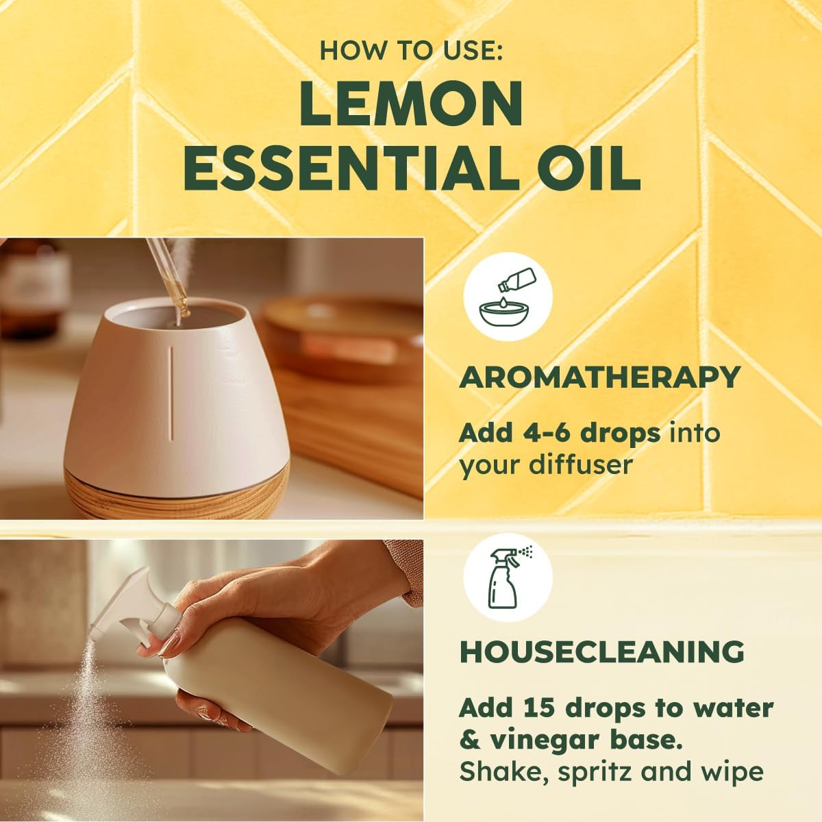 Kukka Lemon Essential Oil for Skin Cleaning - 4 Fl Oz - Fresh Lemon Scent, for Diffuser, Aromatherapy, DIY Soap Making Scents