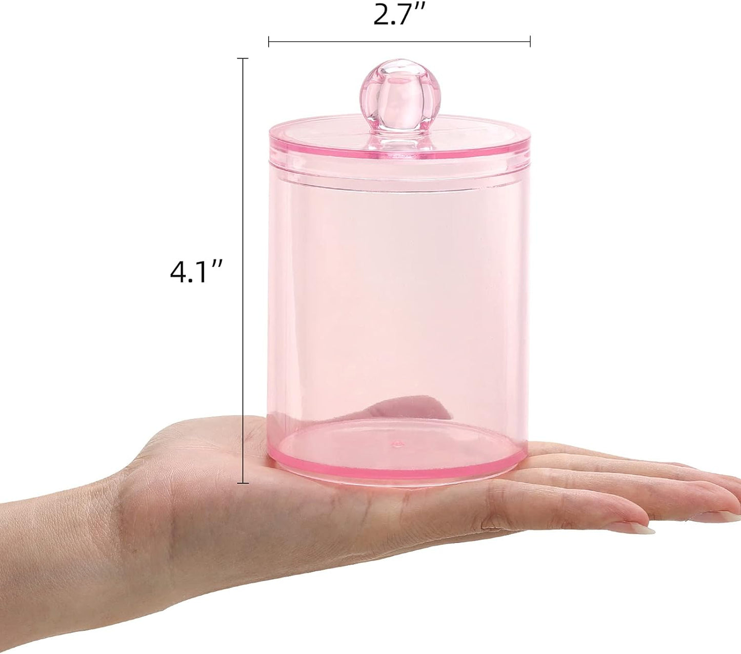 Tbestmax 3 Pack Cotton Swab Ball Pad Holder, 10 Oz Qtip Apothecary Jar Pink Makeup Organizer, Bathroom Containers Dispenser