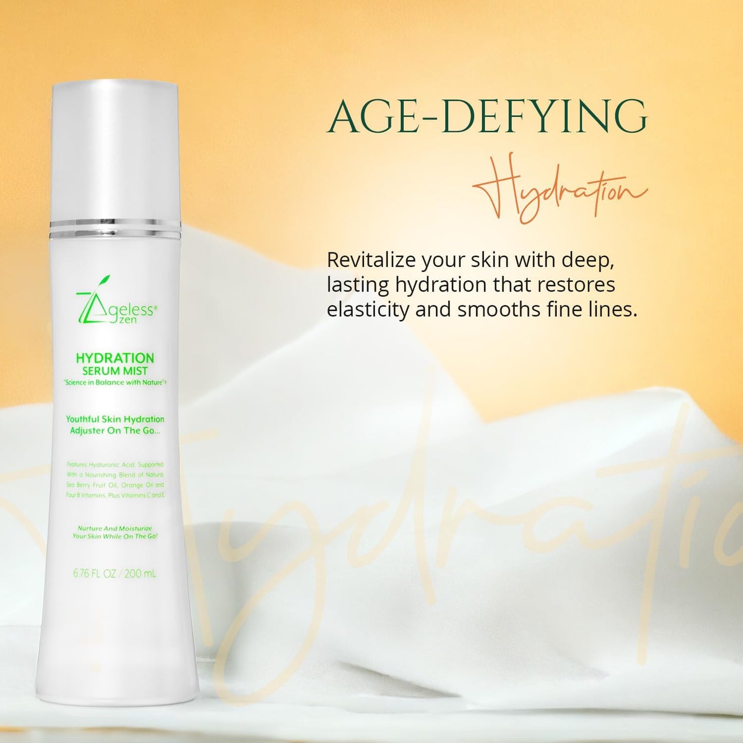 Hydrating Serum Mist (6.26 + 1.35) FL OZ - (Comes with Refill) - Improves Tone & Texture – Calms, hydrates, refreshes Sensitive Skin - Hyaluronic Acid Serum, E Vitamins - Anti-Wrinkle