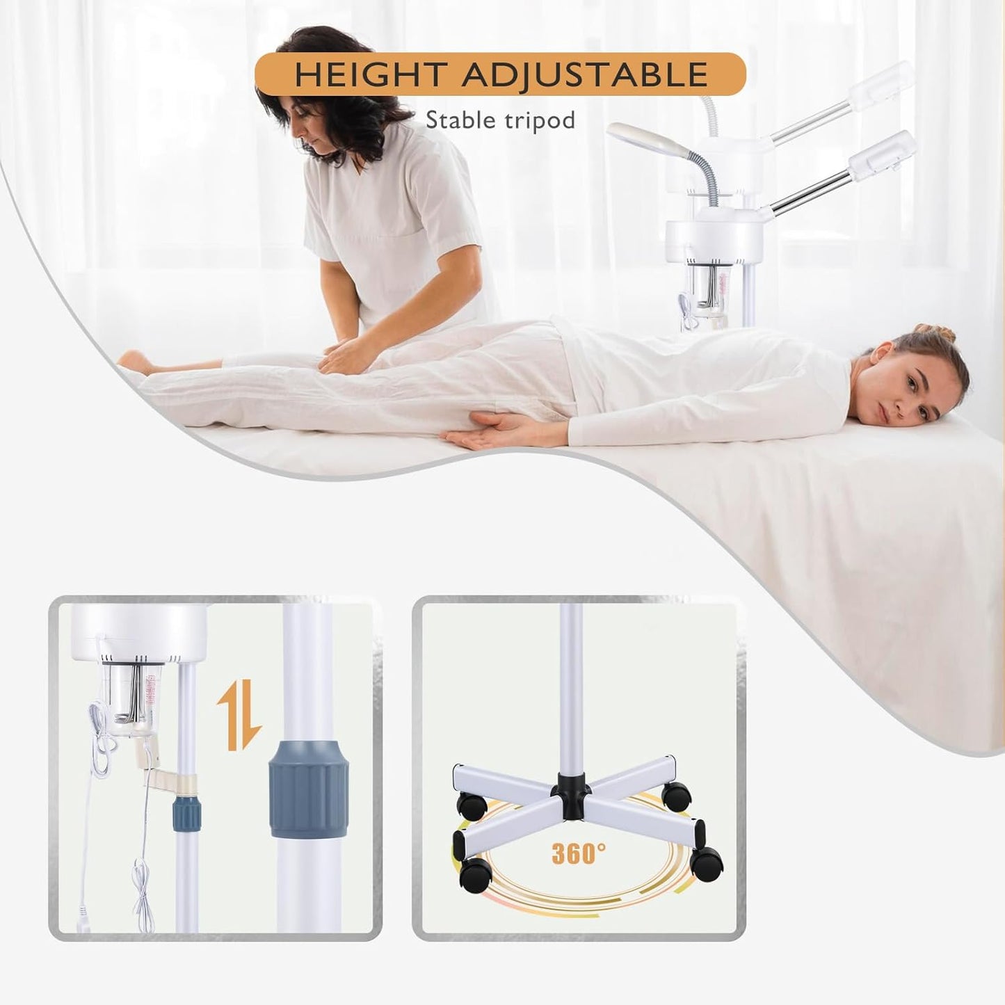 Artist hand Professional Facial Steamer for Face Home Facial Spa with 5X LED Magnifying Lamp Face Steamer Deep Pore Cleansing & Fast Heat Moisturizing Skin Care