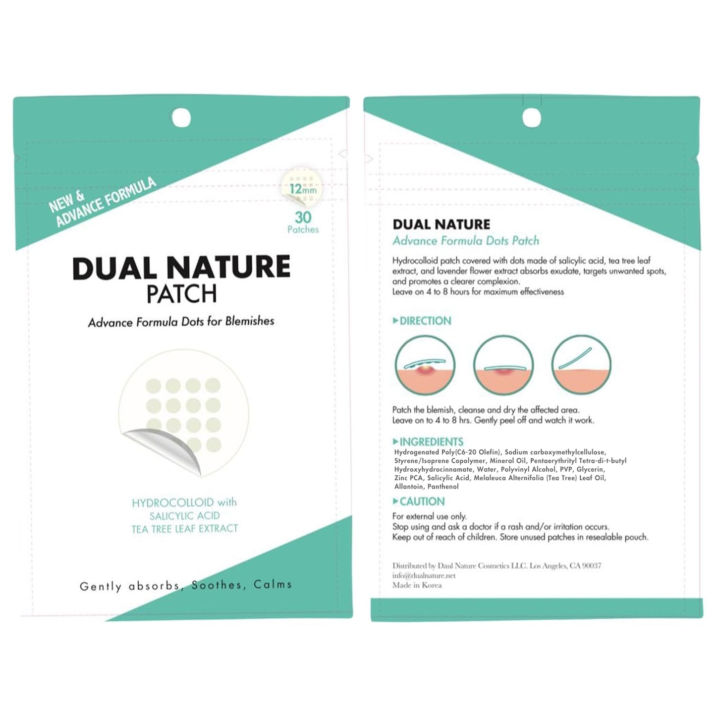 Dual Nature Advanced Formula Hydrocolloid Blemish Patches 12mm - Infused with Tea Tree Leaf, Lavender Extract & Salicylic Acid - Fights Blemishes, Soothe and Calms - Skin All Skin Types (30 Count)