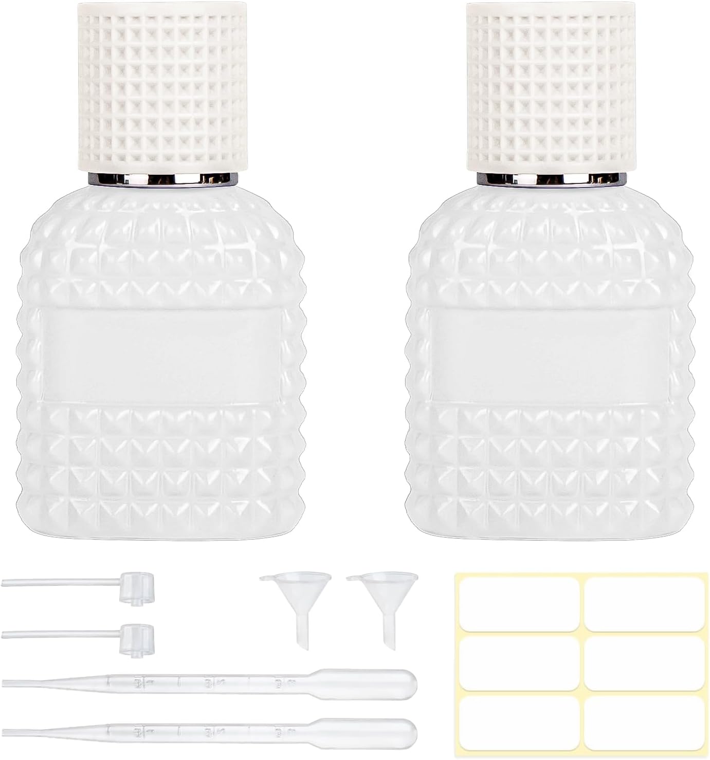 2 Pack 30ml Perfume Spray Bottles Empty, Refillable Glass Fine Mist Atomizer, Portable Travel Perfume Atomizers Fragrance Containers Sprayer for Cleaning, Essential Oils, Liquids (White)
