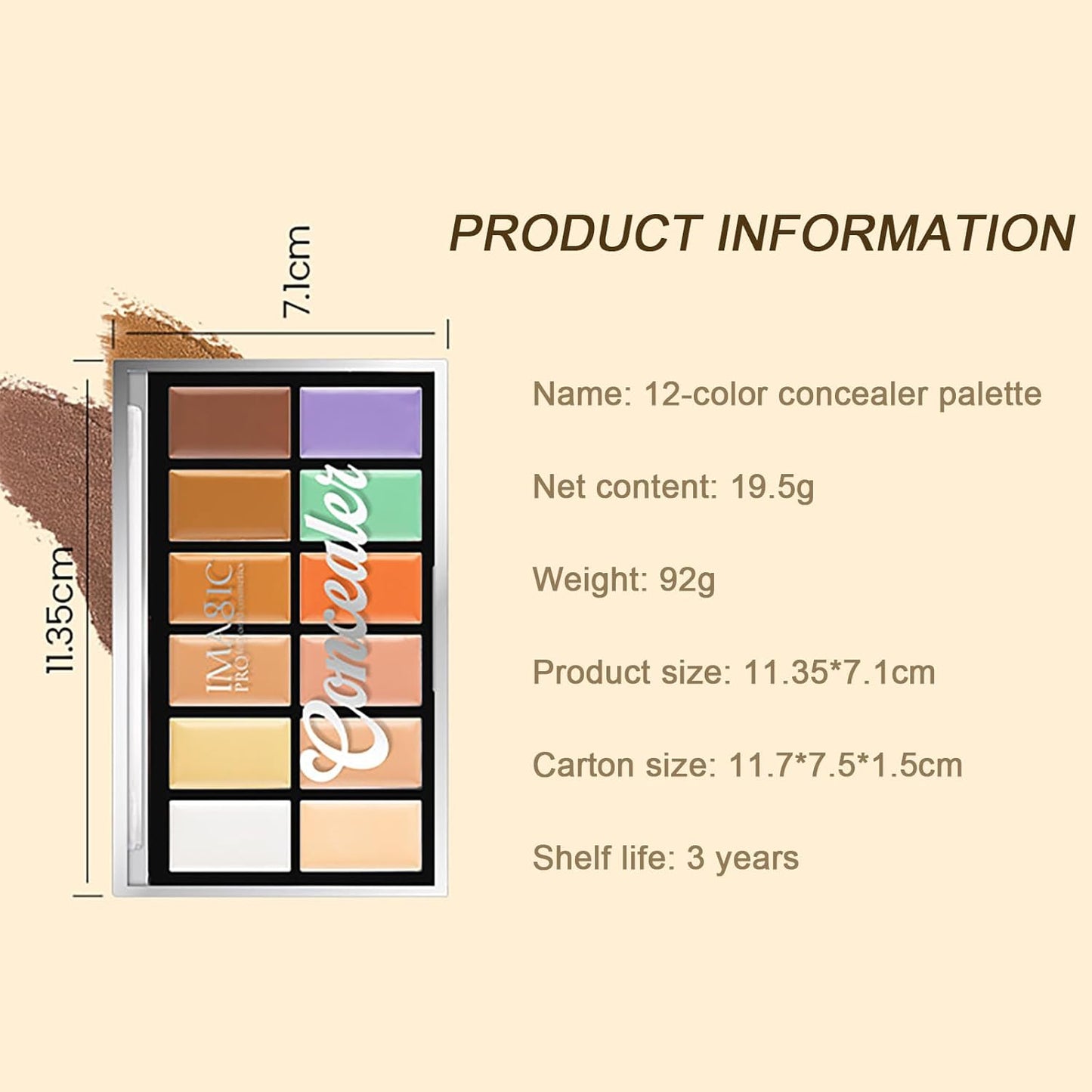 All In One Color Correcting Palette + 8 Makeup Brushes, 3D Cosmetics Cream Contour Highlighting Foundation Makeup Palette Long Lasting for Sculpt &Highlighting, Define Cheekbones