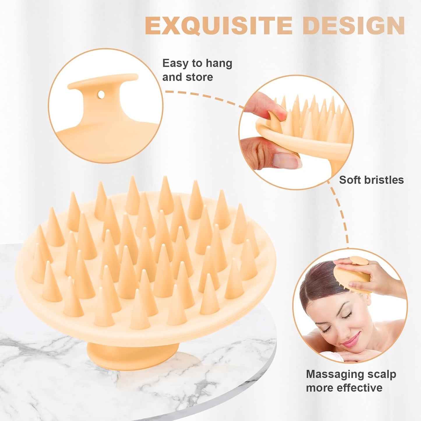 Silicone Scalp Massager Shampoo Brush, Scalp Scrubber for Hair Growth (Salmon Pink)