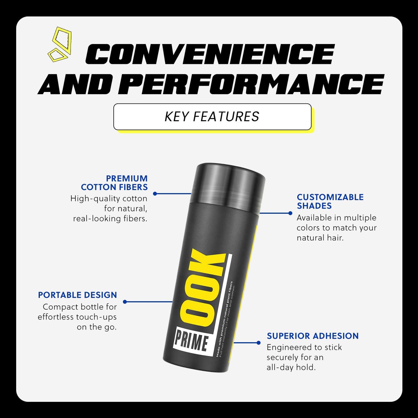 PrimeLook Hair Building Fibers, Luxurious Building Fibers for Thinning Hair, Superior Formula for Men & Women, Instant Volume, Matches Colors (27.5g, Blonde)