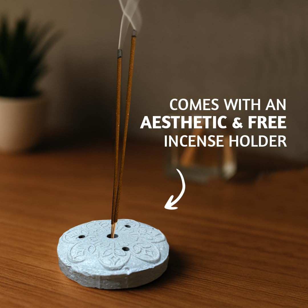 Folkulture Incense Sticks | Set of 100 Insence-Sticks with Holder for Relaxation | Lavender & Chamomile Incense | Organic, Slow Burning & Non Toxic Inscents for Meditation |Relaxing for Sleep