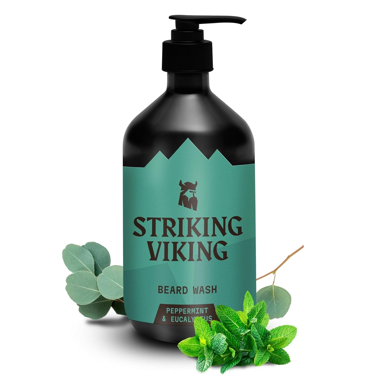 Striking Viking Beard Wash (17 oz) With Natural Peppermint & Eucalyptus Scent - Paraben & Sulfate-Free Deep Cleansing Shampoo For Beard Care