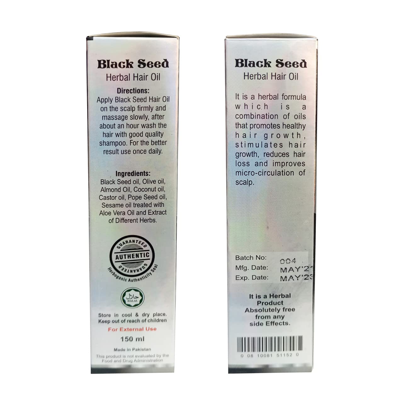 Black Seed Herbal Hair Oil | For Healthy, Stimulated Hair Growth | Reduces Hair Loss | Improve Scalp Circulation | 5 oz