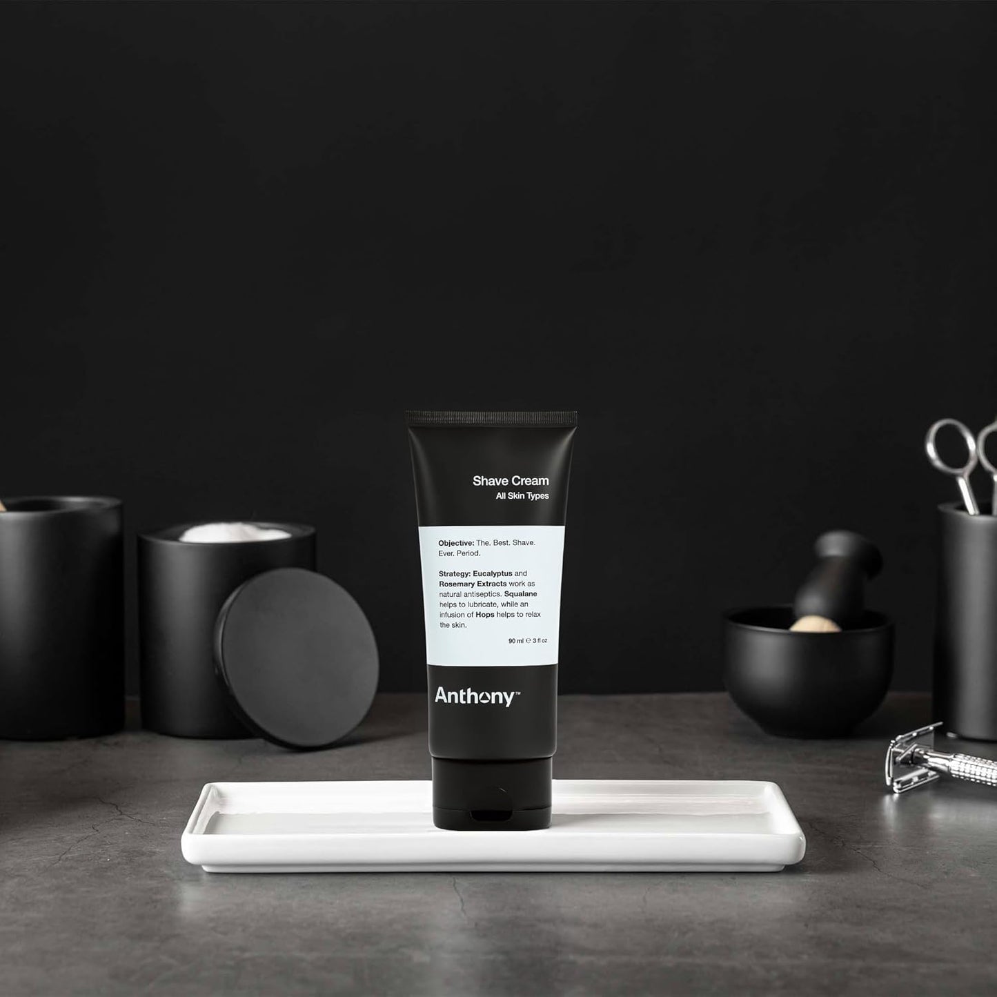 Anthony Shaving Cream Mens Sensitive Skin: Squalane, Eucalyptus, Spearmint and Rosemary Extracts, Help Soothe, Refresh, Cool, and Condition Your Skin for Shave 3 Fl Oz