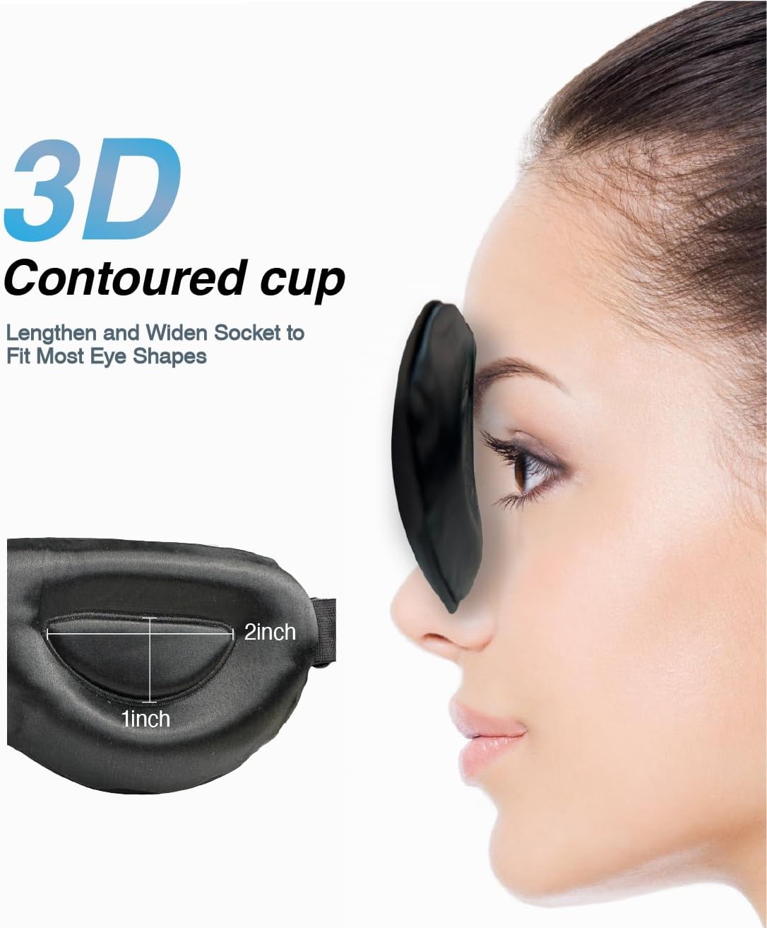 PROMEED Adjustable 23 Momme Mulberry Silk Sleep Mask, 3D Contoured No-Pressure Cup Eye Mask for Sleeping, Super Soft Breathable Blindfold, Perfect Blocks Light for Sleeping (Light Blue)