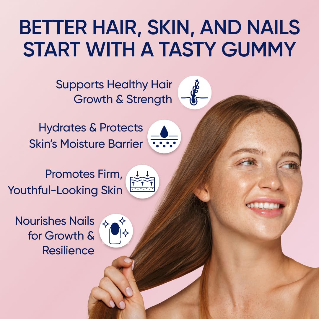 Moerie Hair Skin and Nails Gummies for Women & Men - Biotin for Hair Loss, Gummy Vitamins & Growth Dietary Supplements - Sugarbear for Thicker Hair - Allergen Free - 180 per Serving - Balanced Diet