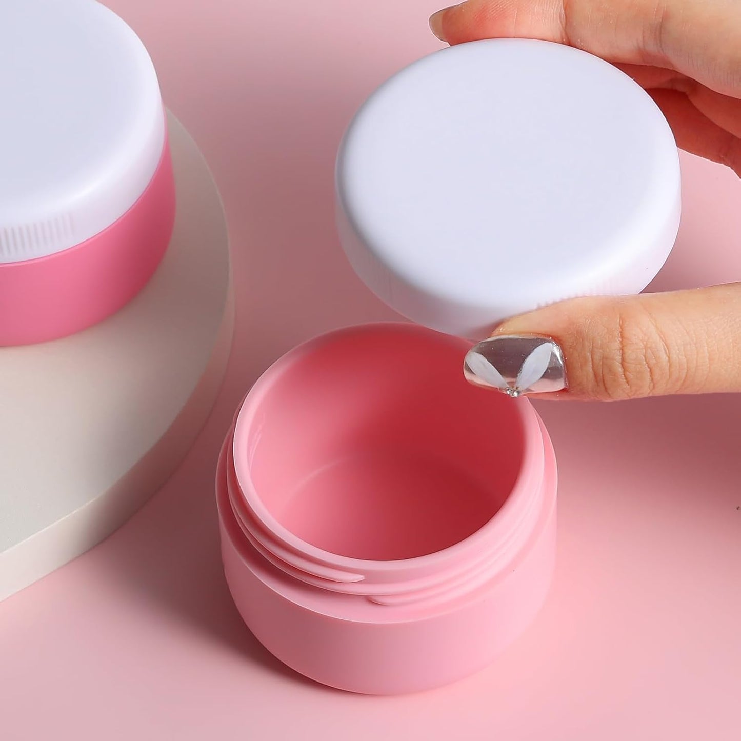 Travel Containers for Toiletries, Silicone Cream Jars BPA-Free, Leak-proof 2oz Travel Size Containers, Portable Size Silicone Jars with Lid for Cosmetic Face Hand Body Cream (4 Pack)