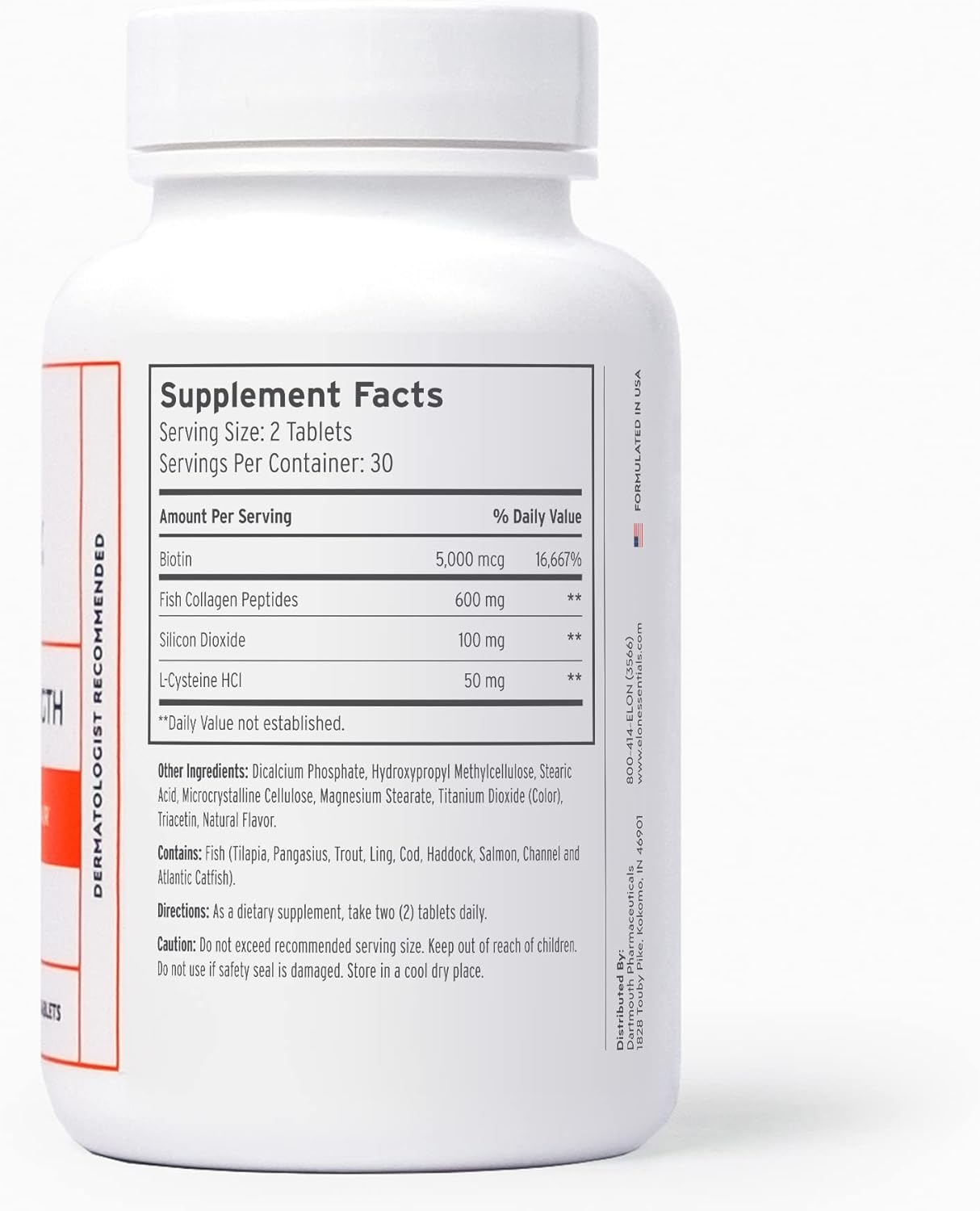 Elon R3 Hair Growth Supplement for Women – Vitamins w/ 5000 mcg Biotin Per Serving & Collagen Peptides for Healthy, Thick Hair – Extra Strength - Extended Release (60 Tablets)