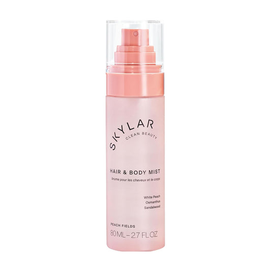 Skylar Peach Fields Hair & Body Mist | Hypoallergenic & Clean Fragrance | Vegan, Cruelty Free, and Safe For Sensitive Skin | 80 ML, 2.7 Fl Oz