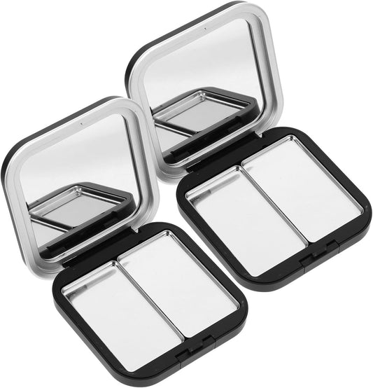 Beaupretty Makeup Palettes 2pcs Empty Eyeshadow DIY Lipstick Lip Balm Blusher Containers Refillable Makeup Storage Case Box with Mirror Black Eyeshadow