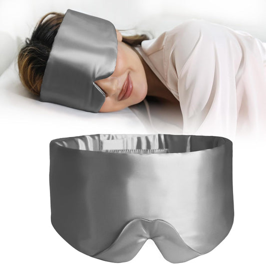 ZIMASILK 100% 22 Momme Mulberry Silk Sleep Mask - Full Silk Filled, Ultra-Soft & Breathable, Face-Hugging Blackout Eye Cover for Sleeping (Blackish Grey)