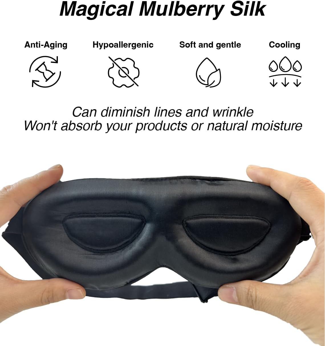 PROMEED Adjustable 23 Momme Mulberry Silk Sleep Mask, 3D Contoured No-Pressure Cup Eye Mask for Sleeping, Super Soft Breathable Blindfold, Perfect Blocks Light for Sleeping (Dusk)