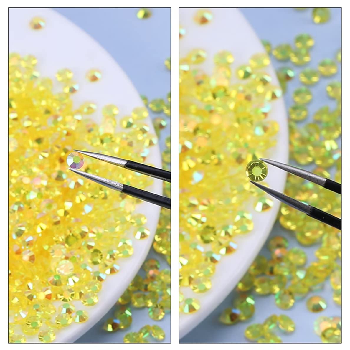 720 Pcs SS30 6mm AB Flatback Rhinestones for Nails Art Crafts Transparent Glitter Round Gems Goldens DIY Clothes Shoes(Clear Golden Yellow AB)
