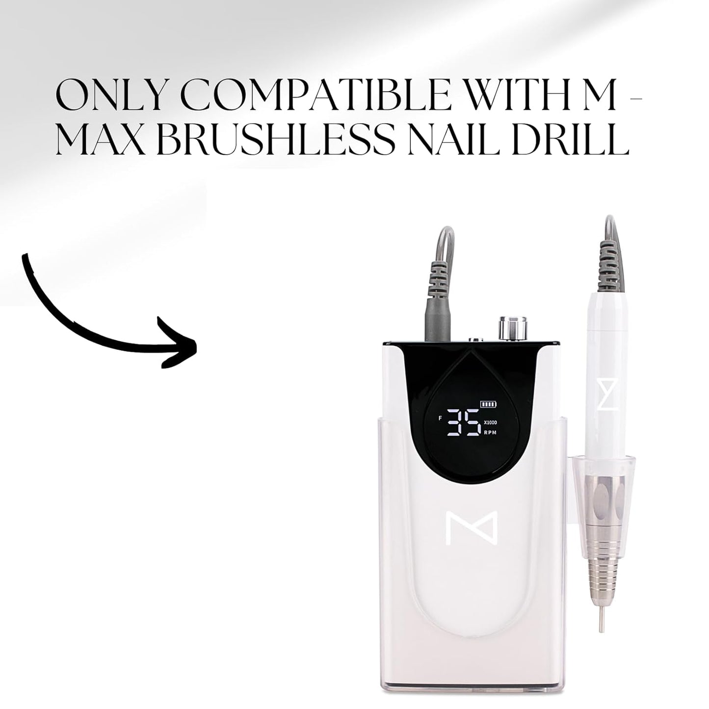M - Max Brushless Motor Nail Drill Handpiece Only - 35K RPM | Machine Not Included | Compatible with M Brushless Nail Drill System (Handpiece - Black)