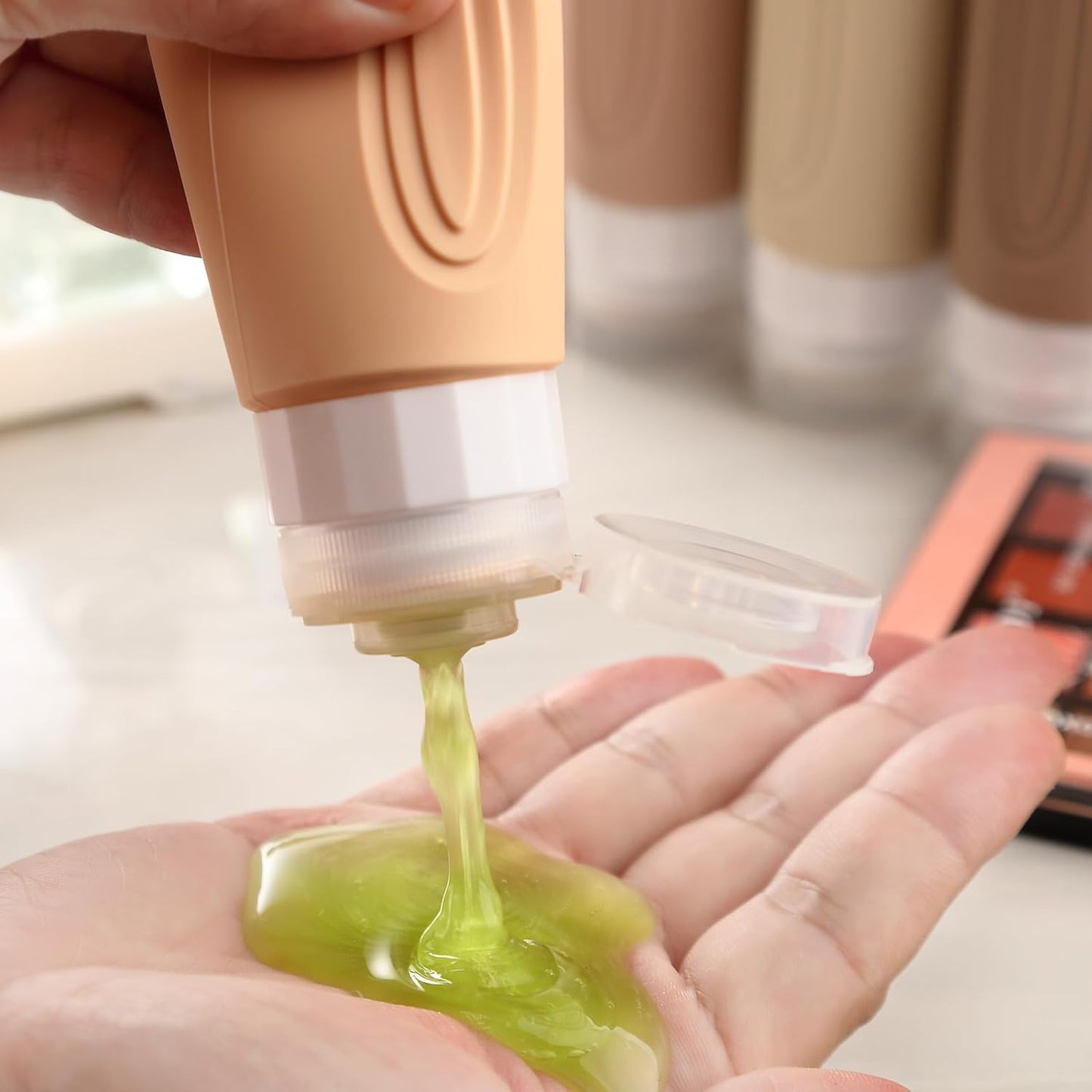 Travel Bottles for Toiletries, Tsa Approved 3oz Travel Size Containers BPA Free Leak Proof Refillable Liquid Silicone Squeezable Travel Accessories for Shampoo Conditioner Lotion (4 Pack)