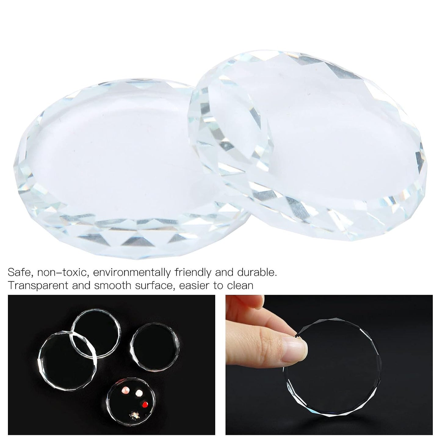 Nail Palette Board, Nail Art Palette,2PCS/set Nail Art Palettes Color Mixing Toning Glass False Eyelash Glue Hold Makeup Pallet for Acrylic Manicure