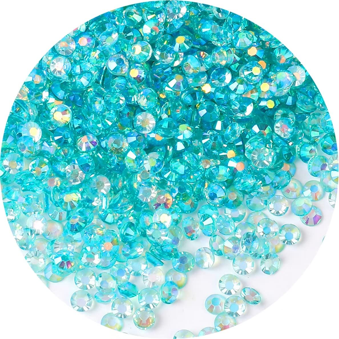 2250 Pcs SS16 4mm AB Flatback Rhinestones for Nails Art Crafts Transparent Glitter Round Gems Crystals DIY Clothes Shoes(Clear Aqua Blue AB)
