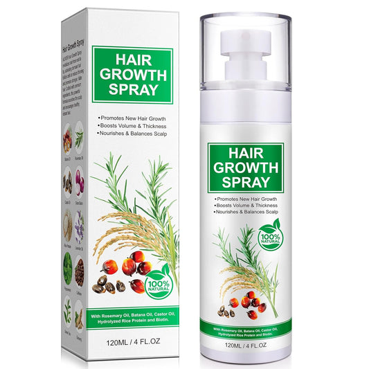 Hair Growth Serum Spray, Natural Hair Growth Spray With Biotin, Batana, Rosemary, and Castor Oil, Caffeine Ginseng Scalp Care Treatment, Thinning Hair Regrowth Thickening for Women Men 4 Fl Oz