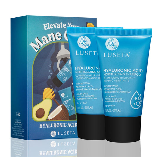 Luseta Hyaluronic Acid Moisturizing Shampoo & Conditioner Set for Dry and Damaged Hair, Sulfate Free Shampoo and Conditioner for Women Infused with Argan Oil and Shea Butter Paraben-Free 2 x 1.01oz