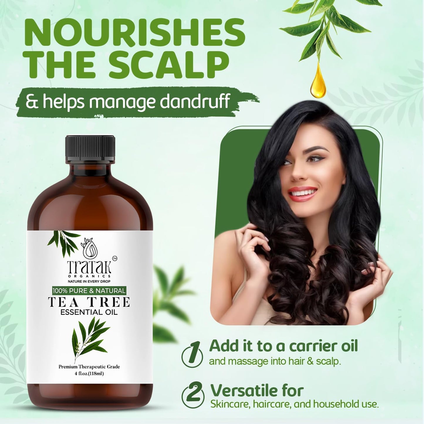 Tea Tree Oil for Skin, Hair & Toenails - 4 Fl Oz - 100% Pure Natural Tea Tree Essential Oil (Australian Melaleuca) for Potency - Used in General Wellness, Aromatherapy & DIY Soap