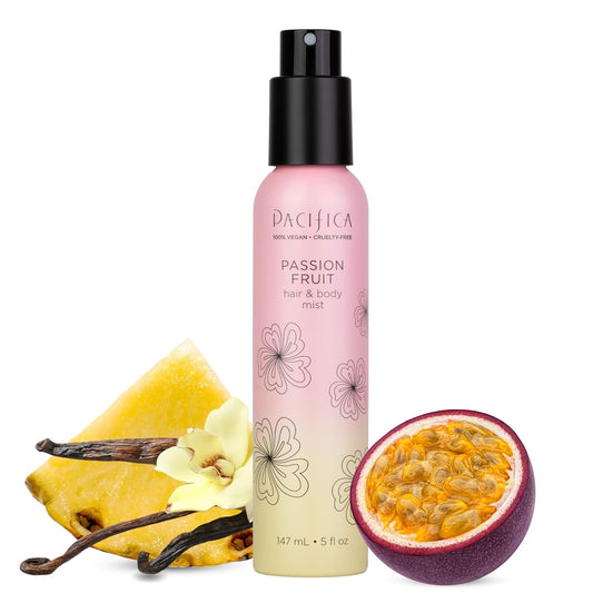 Pacifica Hair Mist Perfume & Full Body Spray for Women - Passion Fruit Body Mist Fragrance w/Pineapple, Orange Blossom, Vanilla, Sandalwood & Bergamot – Alcohol-Free, Vegan & Cruelty-Free, 5 oz