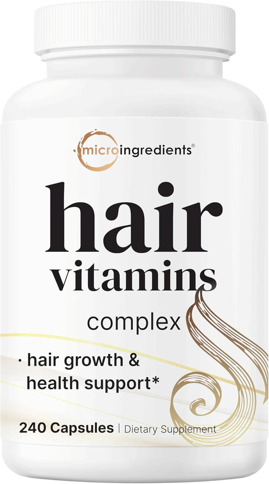 Micro Ingredients Hair Growth Vitamins for Women & Men, 240 Capsules | 14-in-1 Formula with Biotin, Collagen, Keratin, Saw Palmetto & More | Thicker, Fuller, Nourishes Thinning & Loss Hair Support