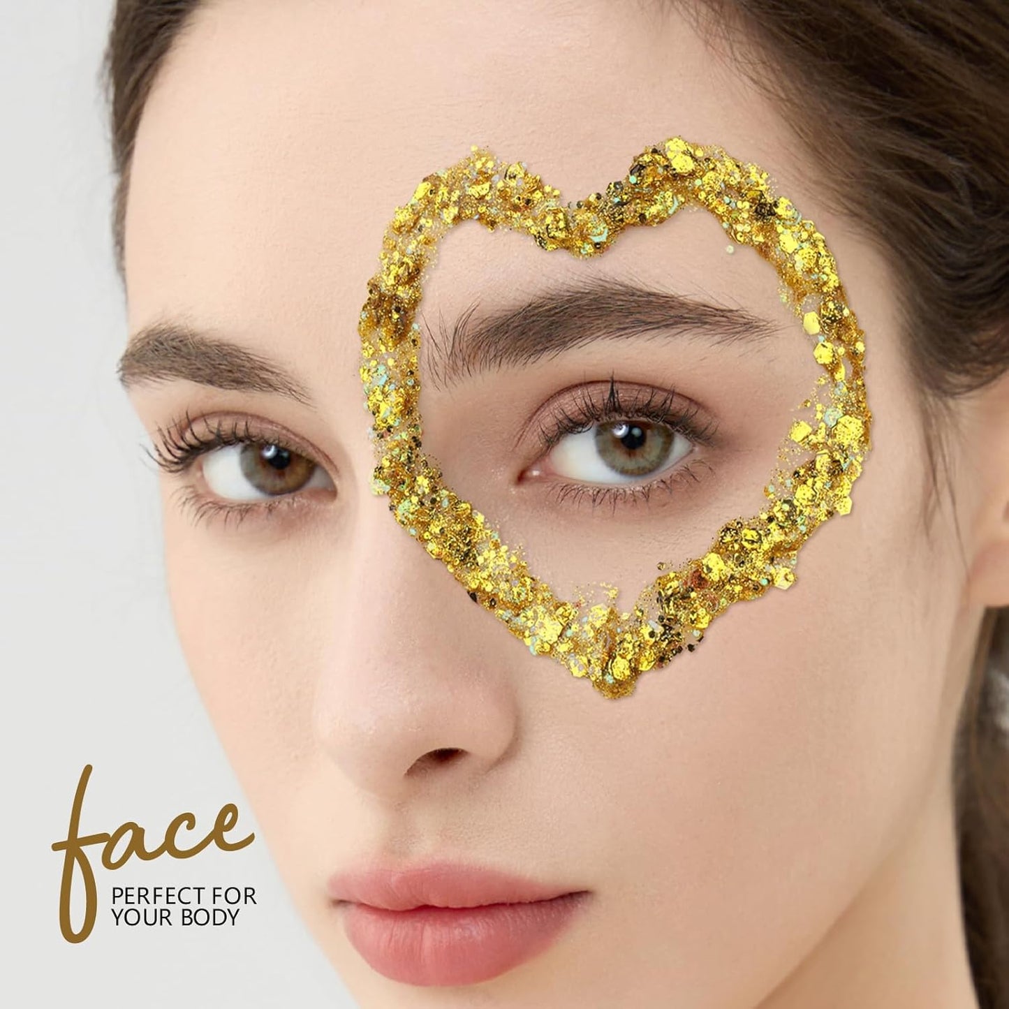 Teenitor Body Glitter, Gold Face Glitter Gel Hair Glitter for Kids, 80g/2.8oz Gold Glitter for Face, Makeup, Hair, Eye, Face Glitter for Women