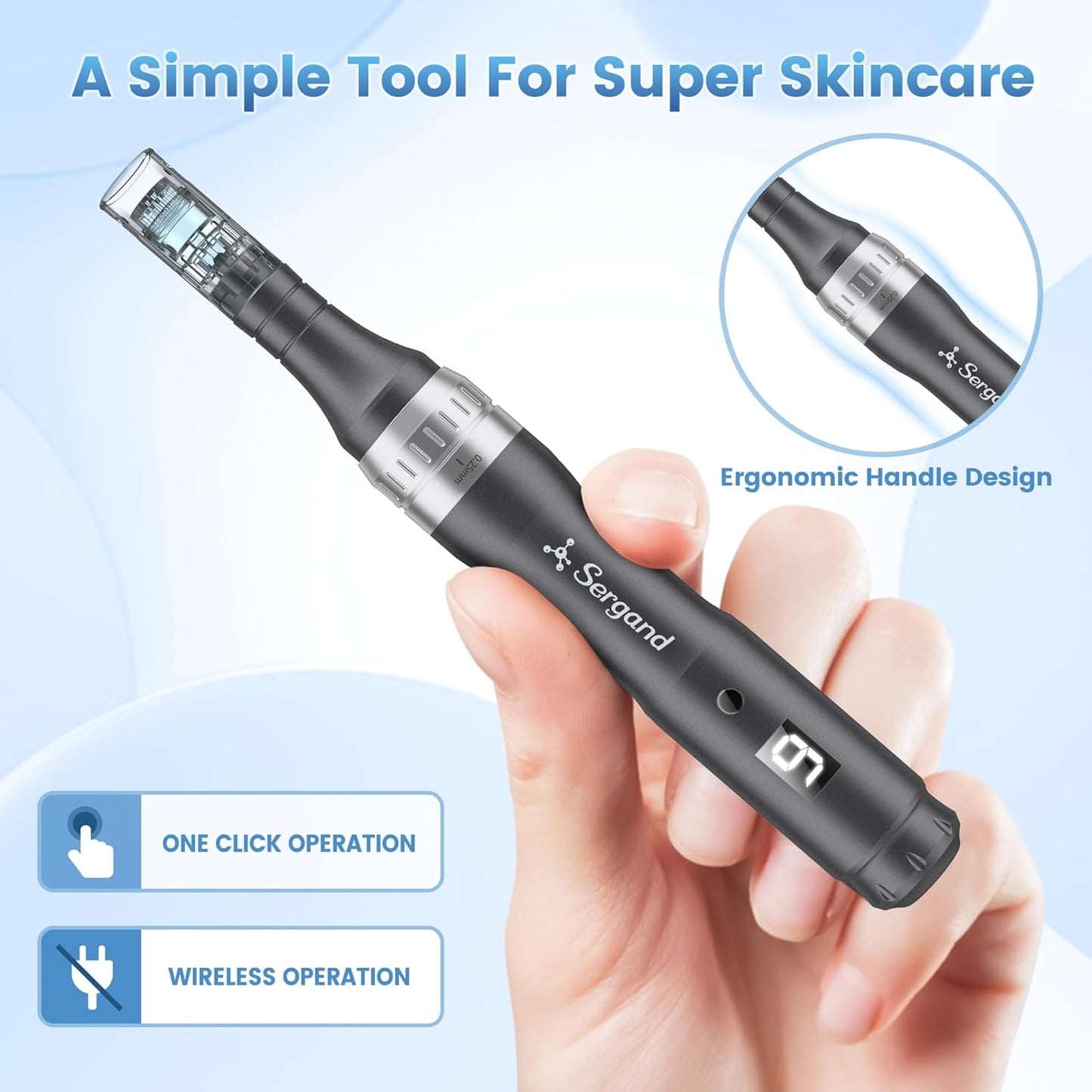 Microneedle Derma Roller Pen for Home Use - Microneedle Skin Care Tool for Men Women Home Use