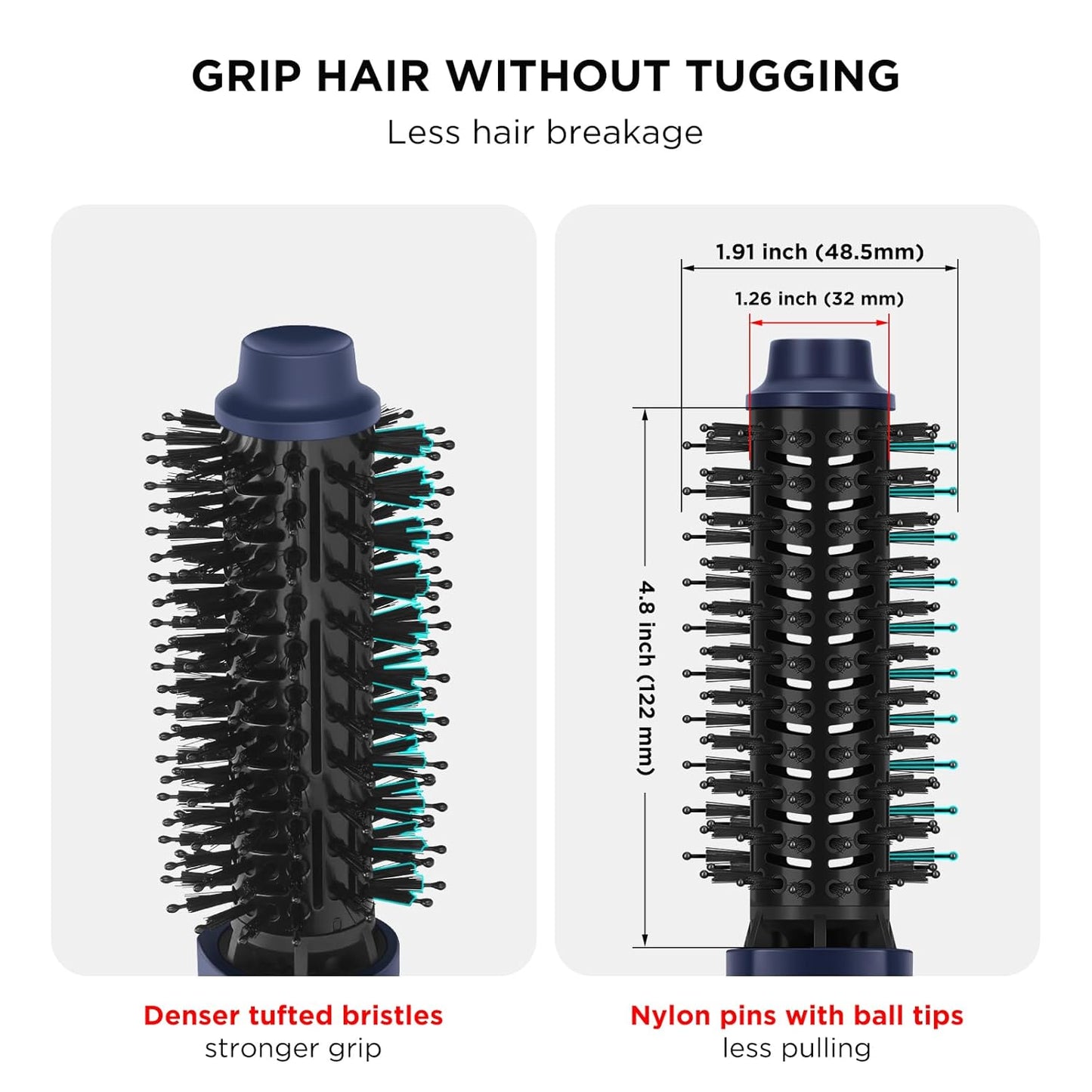 Hair Dryer Brush, Aima Beauty 4-in-1 Upgrade Hot Air Straightener Curler Function for Women, Hair Styling Tools, Prussian Blue-Round