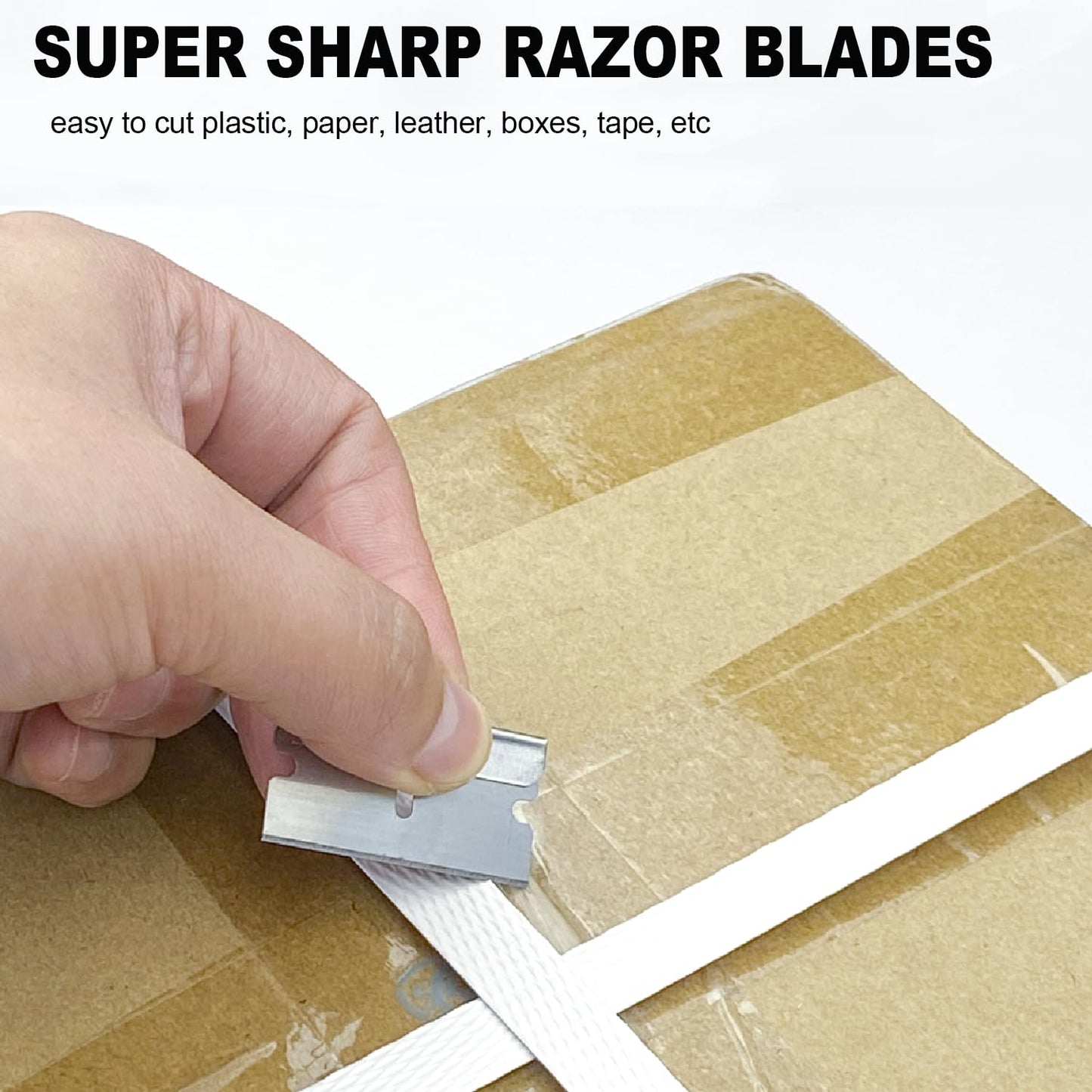 Great Andrew Single Edge Razor Blades, 200 Pack Straight Edge Razor Blade Safety Refills Blades Scraper for Box Cutting, Crafts, DIY, Heavy Duty & Industrial Use