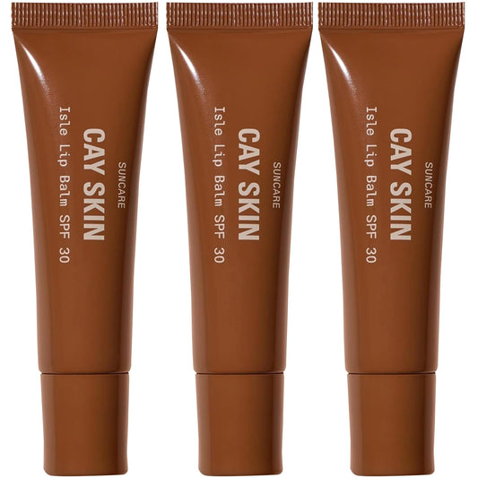 Cay Skin Isle Lip Balm SPF 30 – High Shine, Hydrating + Sheer Lip Gloss in Vanilla Brown Sugar Flavor – Formulated with Natural Ingredients for All Skin Tones – 3-Pack, Clear, 1.05 oz
