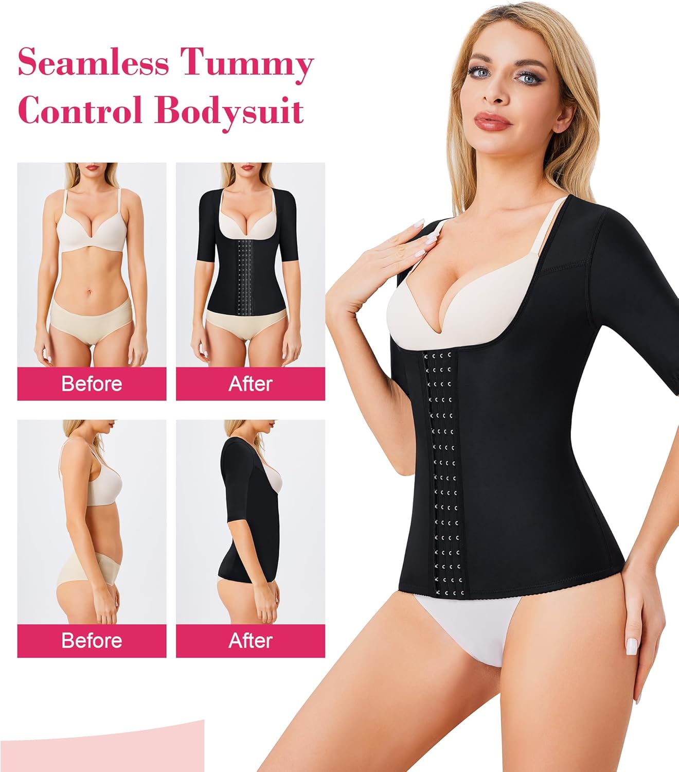 Gotoly Women Waist Trainer Corset Tummy Control Shapewear Upper Arm Shaper Post Surgical Slimmer Compression Tops