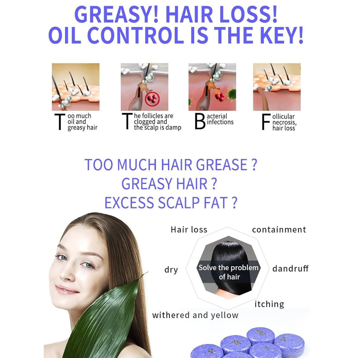 2PCS Shampoo Bar for Gray Hair, Lavender Shampoo Bar for Gray Hair, Natural Organics Shampoo and Conditioner Barfor Thinning Hair for Men & Women (Lavender)