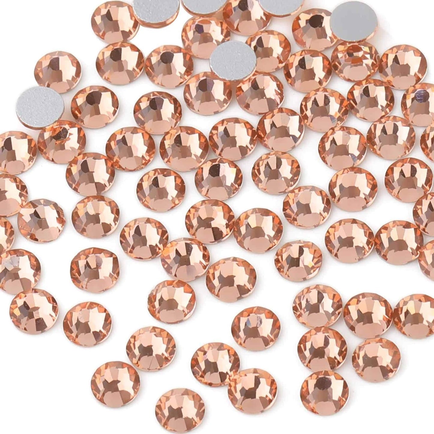 beadsland Flat Back Crystal Rhinestones Round Gems for Nail Art and Craft Glue Fix, Champagne (2.3-2.5mm) SS8/1440pcs