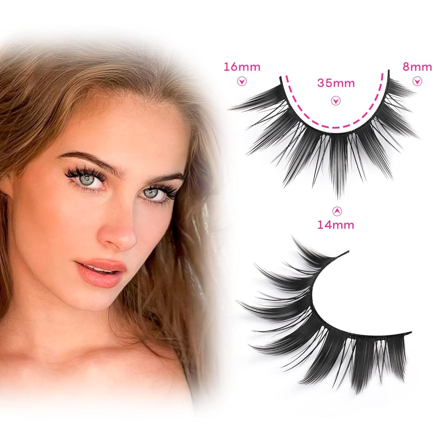 False Eyelashes 10 Pairs Manga Lashes Japanese Style Anime Thick Cosplay Lashes Natural Look 16MM Spiky 8D Wispy Faux Mink Lashes Full Strip Doll Lashes by FANXITON